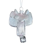 Raz Glass Saddle Ornament Silver White Glitter Christmas 4 Inch Western Horse. Fixed Price $7.74.