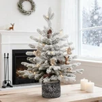 2 Ft Prelit Flocked Tabletop Christmas Tree Artificial Mini Xmas & 30 Light. Fixed Price $34.39.