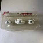 Spode Christmas Tree Collection, 3 Piece Tea Set Ornaments. Fixed Price $18.00.
