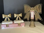 Cupcakes And Cashmere Christmas Viral Gold Bows Tree Topper Stocking Holders. Fixed Price $52.00.