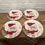Pier 1 Grumpy Christmas Cat Santa Hat Set Of Luncheon Plates 8 3/4". Fixed Price $45.50.