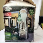 Gemmy 9.5-FT Lighted Art Deco Santa Christmas Inflatable Tested/ Works. Fixed Price $219.99.