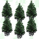 Tabletop Mini Christmas Tree 8 Inch Plaid Bow Artificial Base Black White 6 Pcs. Fixed Price $34.42.