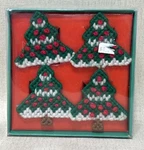 Cross-stitch Christmas Tree Napkin Rings Set Of 4 Box. Fixed Price $29.00.