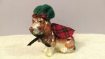 Christmas Ornament Glass Hound Dog With Plaid Cape & Green Cotton Hat EX109. Fixed Price $7.99.