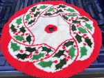 Vintage Latch Hook Handmade Christmas Tree Skirt 45 Lrg Holly Beautifully. Fixed Price $24.00.