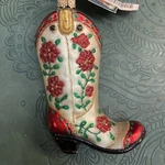 Old World Mercury Glass Christmas Cowgirl Boot Ornament. Fixed Price $18.00.
