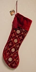 Beaded Sparkle Snowflakes On Red Velvet Christmas Stocking 18" Sudha Pennathur. Fixed Price $85.00.