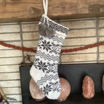 1 Gray Target Wondershop Fair Isle Knit Snowflake Christmas Stocking Fur Poms. Fixed Price $39.95.