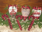 Country Christmas 3 Candy Canes Hearts Ornaments Wreath Accents Bowl Fillers. Fixed Price $23.35.