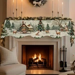 Christmas Fireplace Mantel Scarf Snowy Cabin Deer Winter Holiday Cozy Home Decor. Fixed Price $14.71.