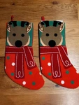 Ashland Christmas Stocking Red Green Reindeer Polka Dots 16" Long Brand New. Fixed Price $23.99.