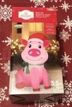 Holiday Time 2023 Christmas Pink Pig Santa Hat Airblown Inflatable 3.5' New. Fixed Price $25.00.