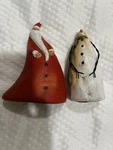 Santa And Snowman Clay Painted Swing Figures Set Of 2 Christmas Decor Holiday. Fixed Price $6.00.