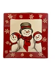 St. Nicholas Square Christmas Snow People Serving Dish Called Yuletide 10"X10"EC. Fixed Price $16.00.
