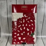Holiday Home Christmas Poinsettia Holly Tablecloth 60 X 120 Oblong New Sealed. Fixed Price $24.90.