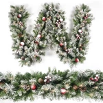 Christmas Garland Flocked 9FT With 50 Lights, Decor Pine Cone .... Fixed Price $52.99.