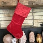 1 Santa's Best Red Velvet Christmas Stocking Diamond Quilted Satin Cuff. Fixed Price $29.95.