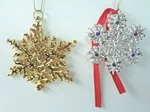 Snowflake Christmas Ornament Lot 2 Metallic Shiny Silver Lenox Gold Tone Elegant. Fixed Price $22.45.