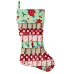 New Pioneer Woman Green Retro Holiday Floral Ruffle Christmas Stocking. Fixed Price $12.00.