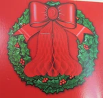Holly Wreath Bell Die Cut Christmas Tissue Honeycomb 1981 12" Vtg Beistle C5. Fixed Price $16.15.