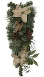 Northlight 28" Mixed Pine Berry And Poinsettia Artificial Christmas Teardrop Swa. Fixed Price $80.00.