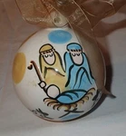 Glory Haus Christmas Ornament Nativity Holy Family Ceramic Ball *euc. Fixed Price $21.95.