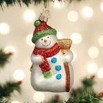 Old World Christmas Snowman With Broom Glass Ornament 24197. Fixed Price $19.88.