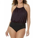 Simply Slim Women's Blouson 1PIECE Tummy Control Swimsuit Mini Dot Black Pink Xl. Fixed Price $22.94.