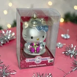 Sanrio Hello Kitty Glass Christmas Ornament Blue Bow Holding Present 2007. Fixed Price $16.99.