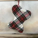 Pottery Barn Stewart Plaid Bone Pet Christmas Stocking Monogrammed Marco Nwot. Fixed Price $24.95.