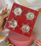 Williams Sonoma Snowflake Mini Taper Candle Holders Clear Glass Set Of 4. Fixed Price $19.00.