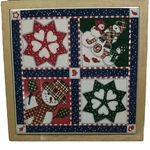 Hallmark Cards Trivet Winter Snowmen Snowflake Quilt Ceramic Wood-nwt- Vintage. Fixed Price $11.98.