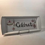 Nicholas Square Celebrate Eat Drink And Be Merry 14" X 5.5" Platter Christmas. Fixed Price $24.99.