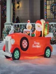 Home Accents 7.5 Ft Led Santa And Mrs. Claus Driving Scene Inflatable New. Fixed Price $99.99.