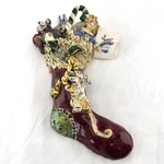 Blue Sky Clayworks Toyland Christmas Red Stocking Wall Hanging Heather Goldminc. Fixed Price $39.89.