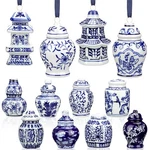 12 Pieces Christmas Chinoiserie Ornaments Mini Ginger Jar Porcelain Blue And .... Fixed Price $70.53.