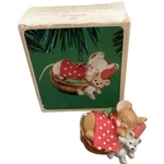 Hallmark 1984 Napping Brown Mouse Keepsake Ornament Sleeping Teddy Christmas Mib. Fixed Price $12.71.