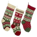 Kurt Adler B0680 Heavy Knit Snowflake And Chrismas Tree Stocking - 3 Assorted. Fixed Price $35.78.