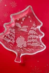 Glass Christmas Tree Shaped Dish Santa Scene Vintage Holiday Candy Nut Bowl. Fixed Price $12.94.