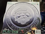 Vintage Anchor Hocking 12"MERRY Christmas Glass Santa Platter Clear And Frosted. Fixed Price $22.50.