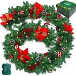 9FT Christmas Garland With 100 Lights Battery Operated,artificial Prelit Garl.... Fixed Price $56.89.