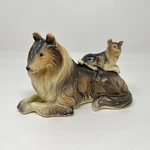 Vintage Collie And Puppy Dog Figure Ceramic Porcelain Napco C5638. Fixed Price $22.95.