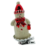 Vintage Glitter Snowman Christmas Ornament Clip On Red Hat Bow Lantern Rare. Fixed Price $49.95.