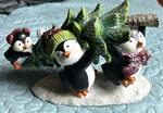 3 Family Penguin W/ Christmas Tree Snow Holiday Figurine Resin 8". Fixed Price $24.89.