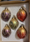 Vintage Glass Christmas Ornaments Teardrop Set 5 Box By European Craftsmen. Fixed Price $24.99.