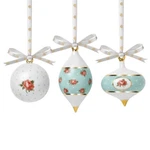 Royal Albert New Country Polka Rose 3 Pc Ornament Set In Box. Fixed Price $79.99.
