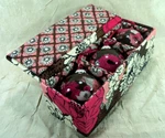 Vera Bradley Christmas Ornaments Set Of 3 W/ Box Mocha Rouge Retired Pattern. Fixed Price $10.80.