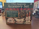 Royal Seasons 5PC Stoneware Set Snowman Scene Plus Matching Butter Dish. Fixed Price $20.00.