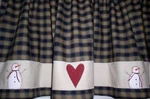Snowman & Hearts Valance Tiers Country Kitchen Decor Winter Curtains. Fixed Price $24.99.
